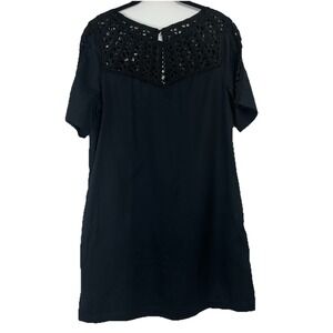 Maeve Anthropology Linen Blend Dress Size Medium Black‎ Crochet Boho Date Night